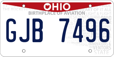 OH license plate GJB7496