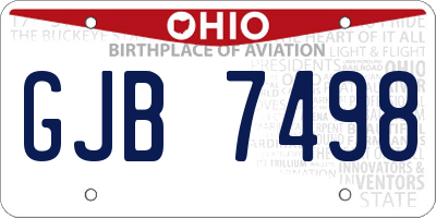 OH license plate GJB7498