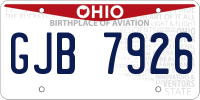 OH license plate GJB7926