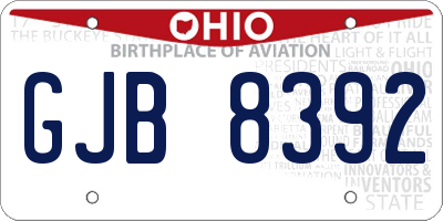 OH license plate GJB8392