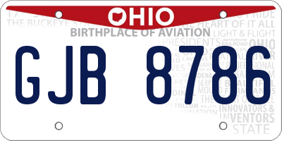 OH license plate GJB8786