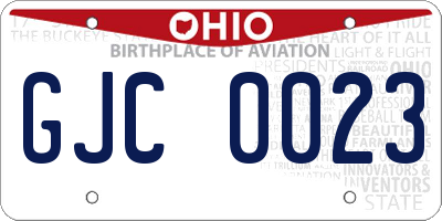 OH license plate GJC0023