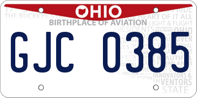 OH license plate GJC0385