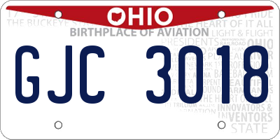OH license plate GJC3018