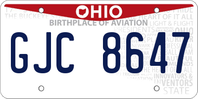 OH license plate GJC8647