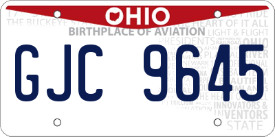 OH license plate GJC9645