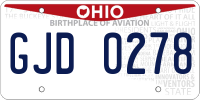 OH license plate GJD0278