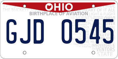 OH license plate GJD0545