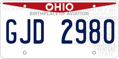 OH license plate GJD2980
