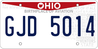 OH license plate GJD5014