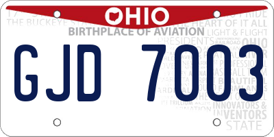 OH license plate GJD7003