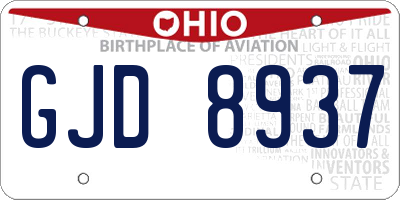 OH license plate GJD8937