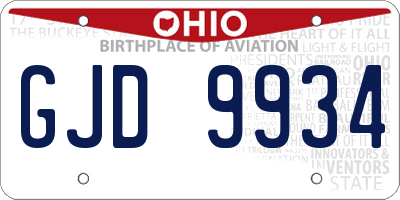 OH license plate GJD9934