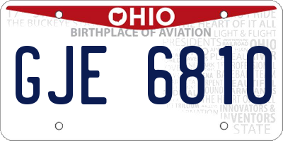 OH license plate GJE6810