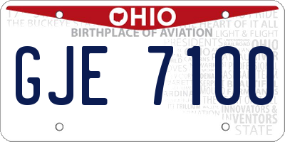 OH license plate GJE7100