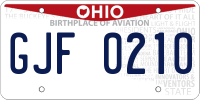 OH license plate GJF0210