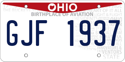 OH license plate GJF1937