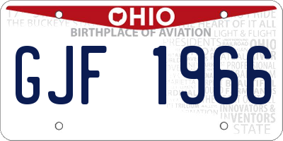 OH license plate GJF1966