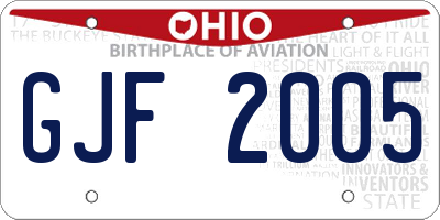OH license plate GJF2005