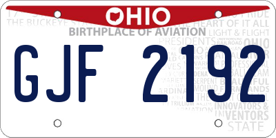 OH license plate GJF2192