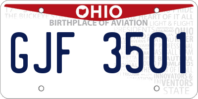 OH license plate GJF3501
