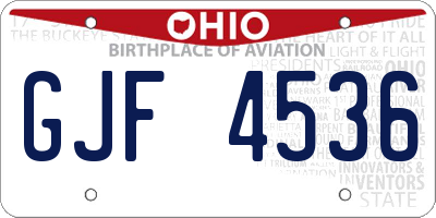 OH license plate GJF4536