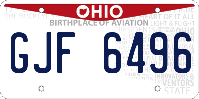 OH license plate GJF6496