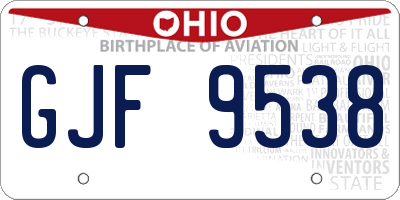 OH license plate GJF9538