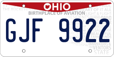 OH license plate GJF9922