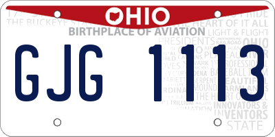 OH license plate GJG1113