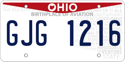 OH license plate GJG1216