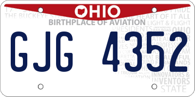 OH license plate GJG4352