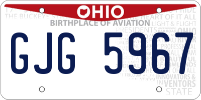 OH license plate GJG5967