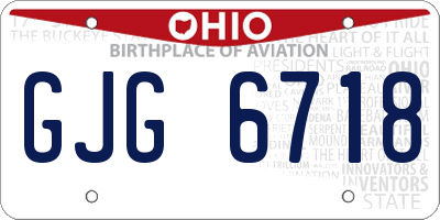 OH license plate GJG6718