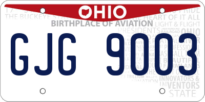 OH license plate GJG9003
