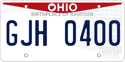 OH license plate GJH0400