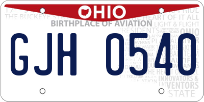 OH license plate GJH0540