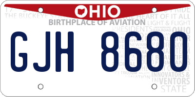 OH license plate GJH8680