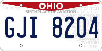 OH license plate GJI8204