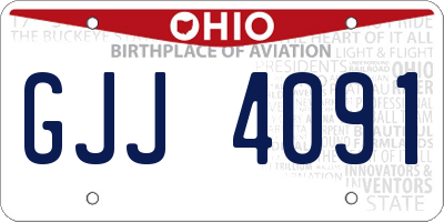 OH license plate GJJ4091