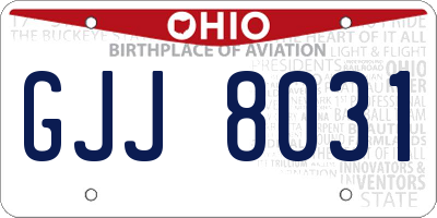 OH license plate GJJ8031