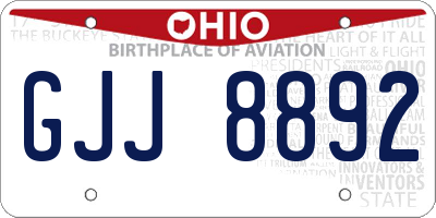 OH license plate GJJ8892