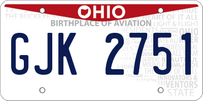 OH license plate GJK2751