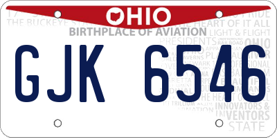 OH license plate GJK6546