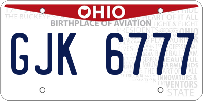 OH license plate GJK6777