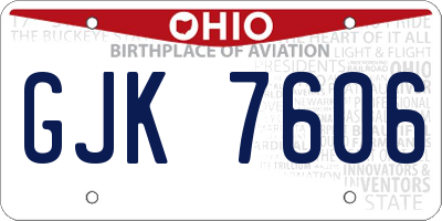 OH license plate GJK7606
