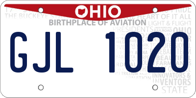 OH license plate GJL1020