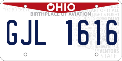 OH license plate GJL1616