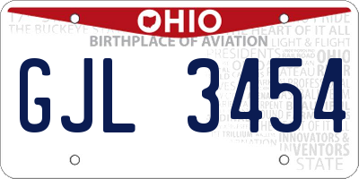 OH license plate GJL3454