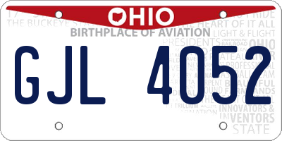 OH license plate GJL4052